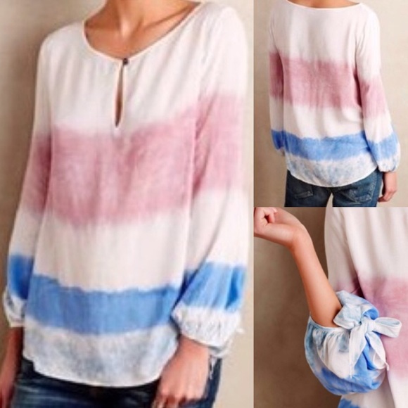 Anthropologie Tops - Holding Horses Anthro Watercolor Tie Sleeve Top